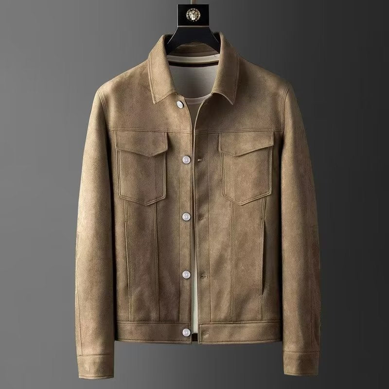 Giacca in pelle scamosciata da uomo | Elegante e resistente | Design senza tempo