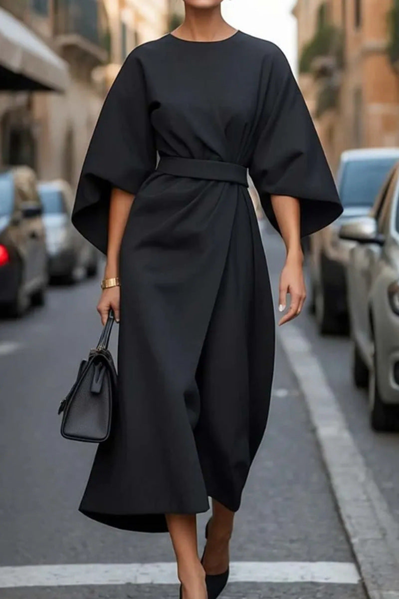 Donna Midi Manica Larga Elegante Abito – Audace, Definito, Lussuoso