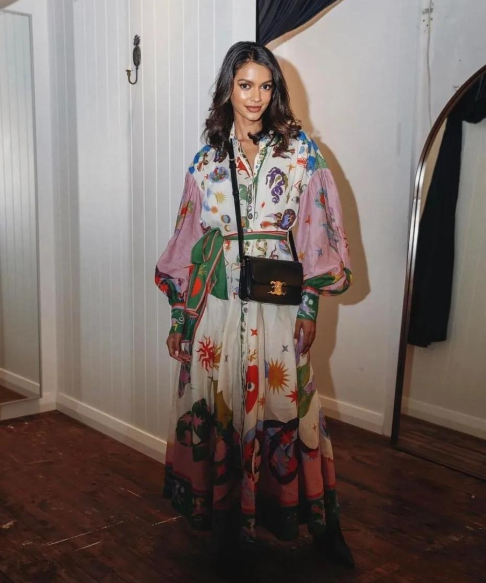 Maxi abito italiano multicolore alla moda da donna