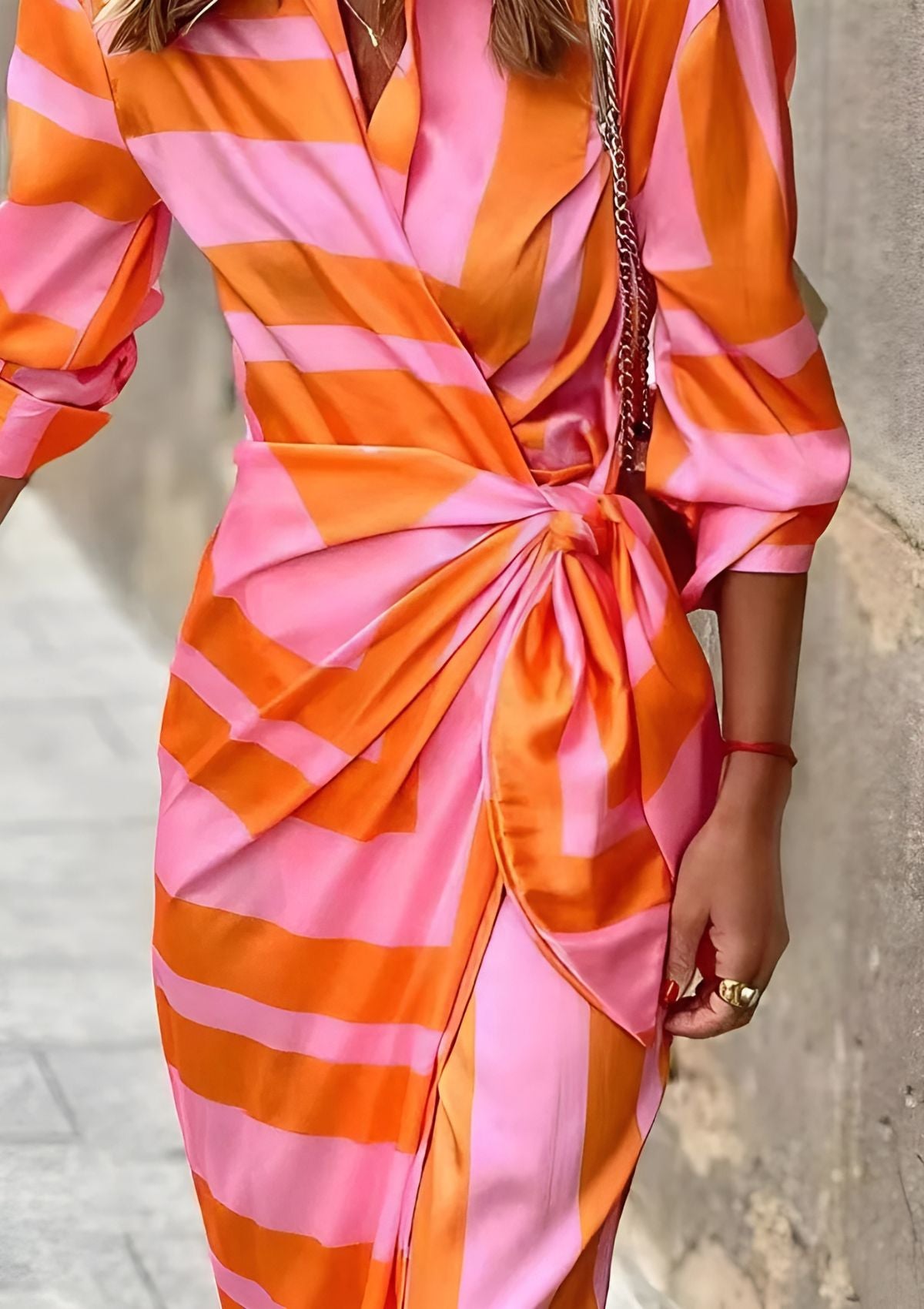 Abito camicia aderente stampato da donna