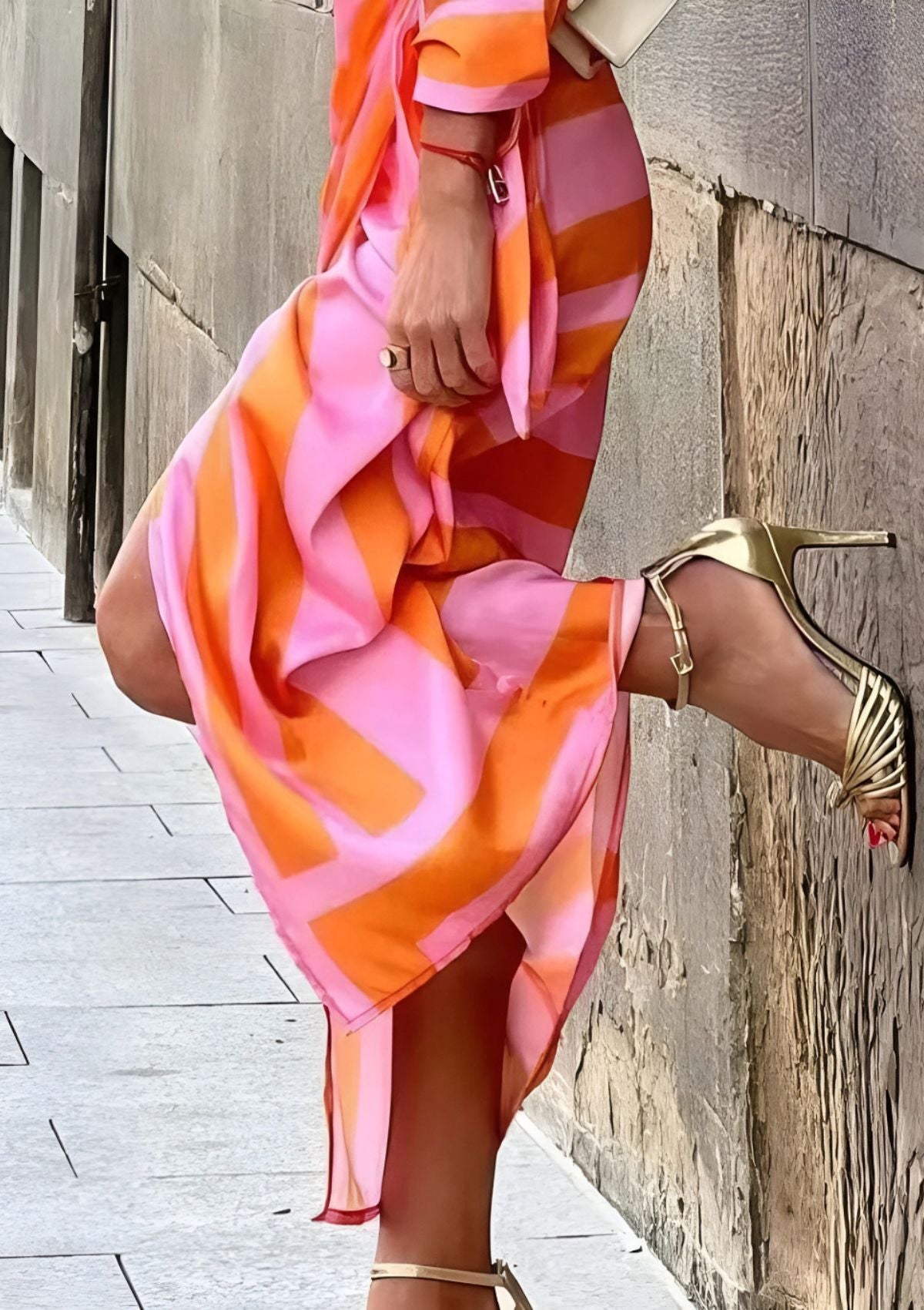 Abito camicia aderente stampato da donna