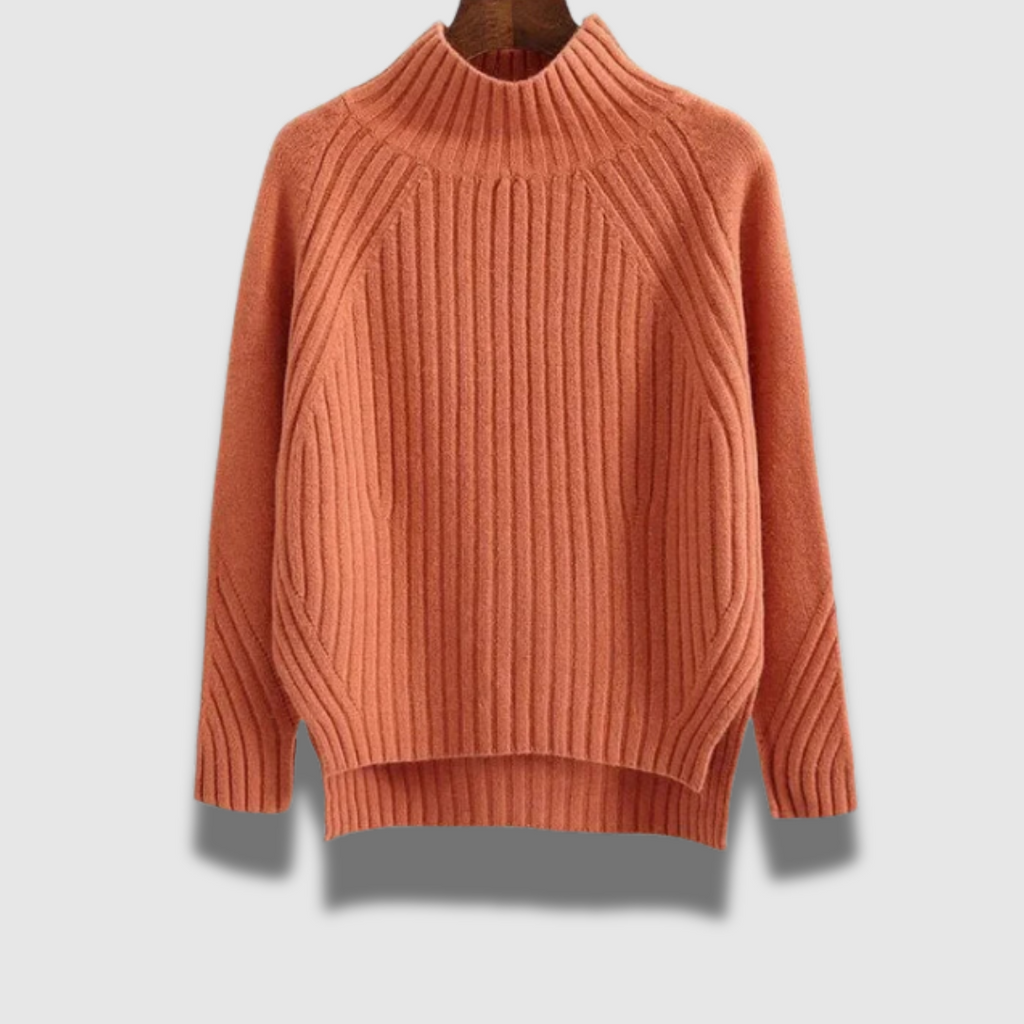 Maglione dolcevita donna Premium a coste, morbido e caldo