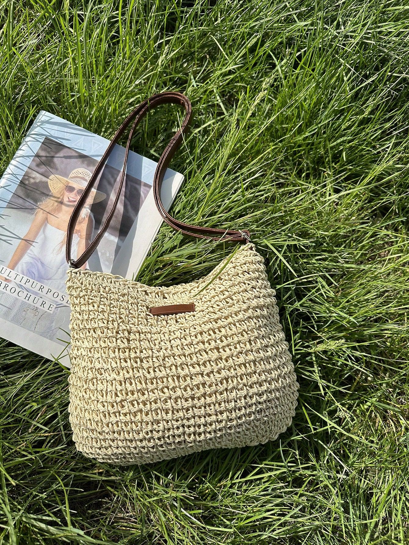 Borsa a Tracolla Estiva in Paglia Fatto a Mano Donna – Borsa Satchel Intrecciata Casual da Spiaggia