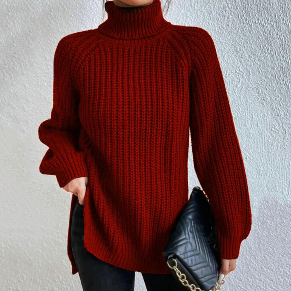 Maglione dolcevita lavorato a maglia alla moda da donna