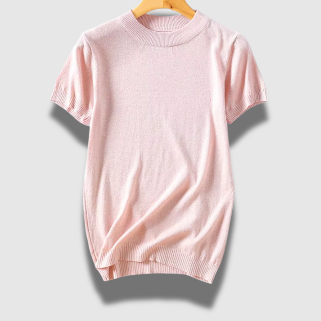 Maglione donna chic leggero a maniche corte lucido