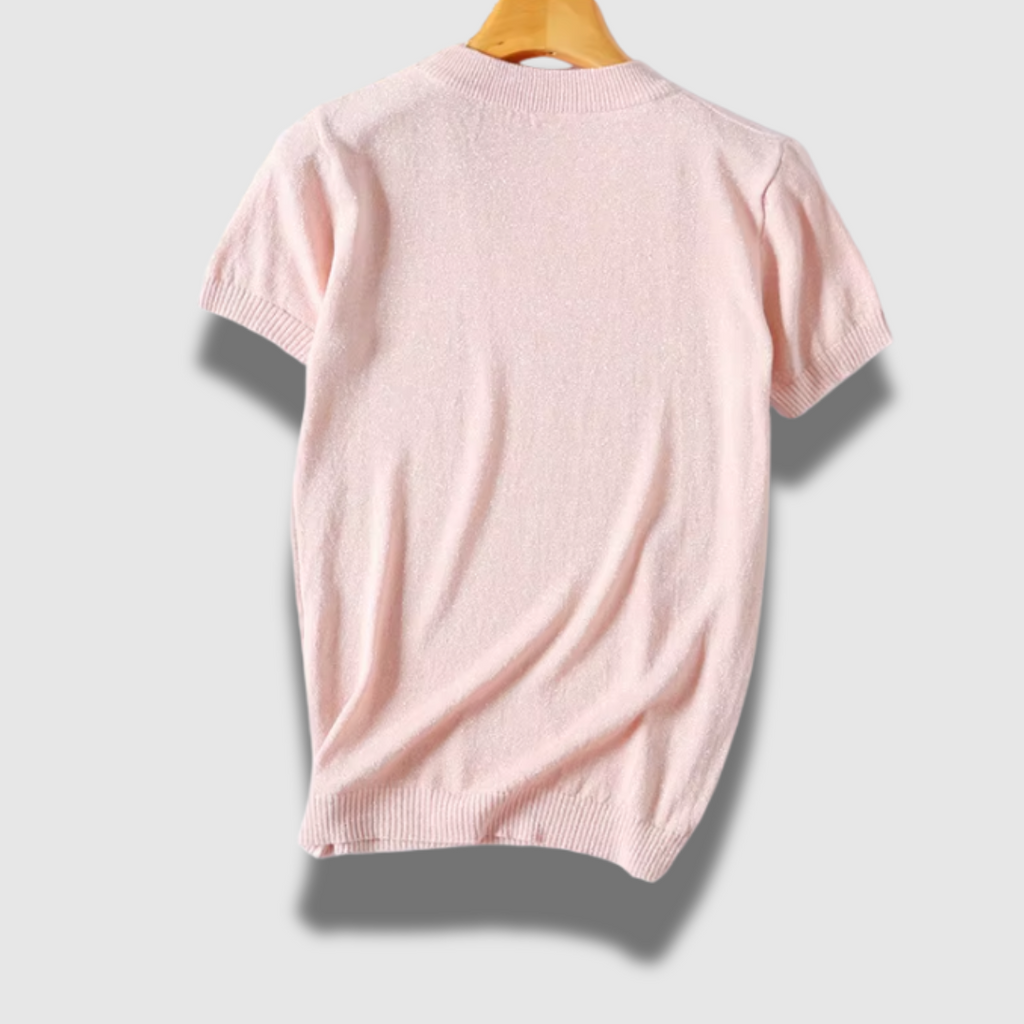 Maglione donna chic leggero a maniche corte lucido