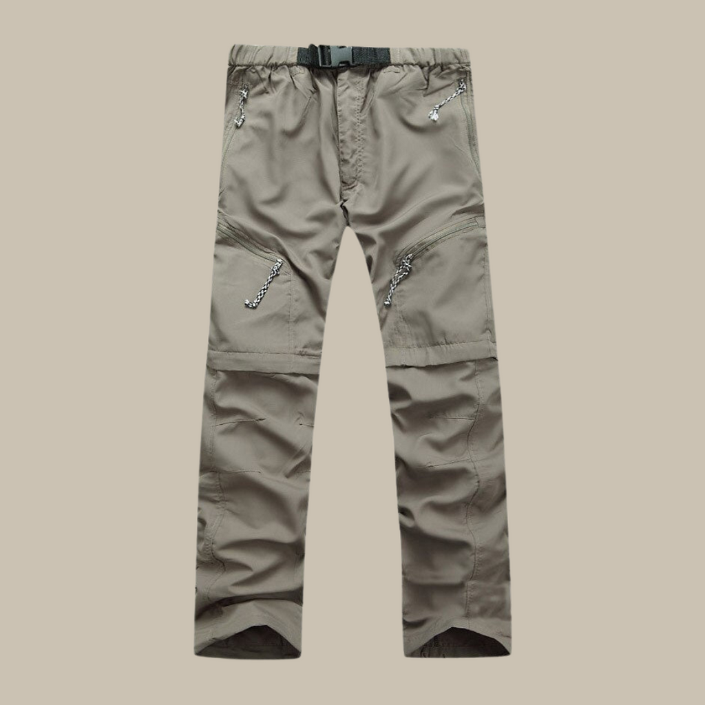 Pantaloni uomo con zip removibili, vita elastica e cerniere