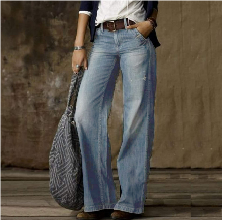 Jeans a gamba larga in stile vintage da donna – Vestibilità rilassata