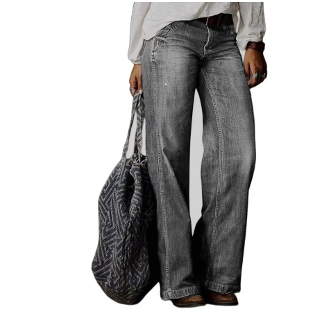 Jeans a gamba larga in stile vintage da donna – Vestibilità rilassata