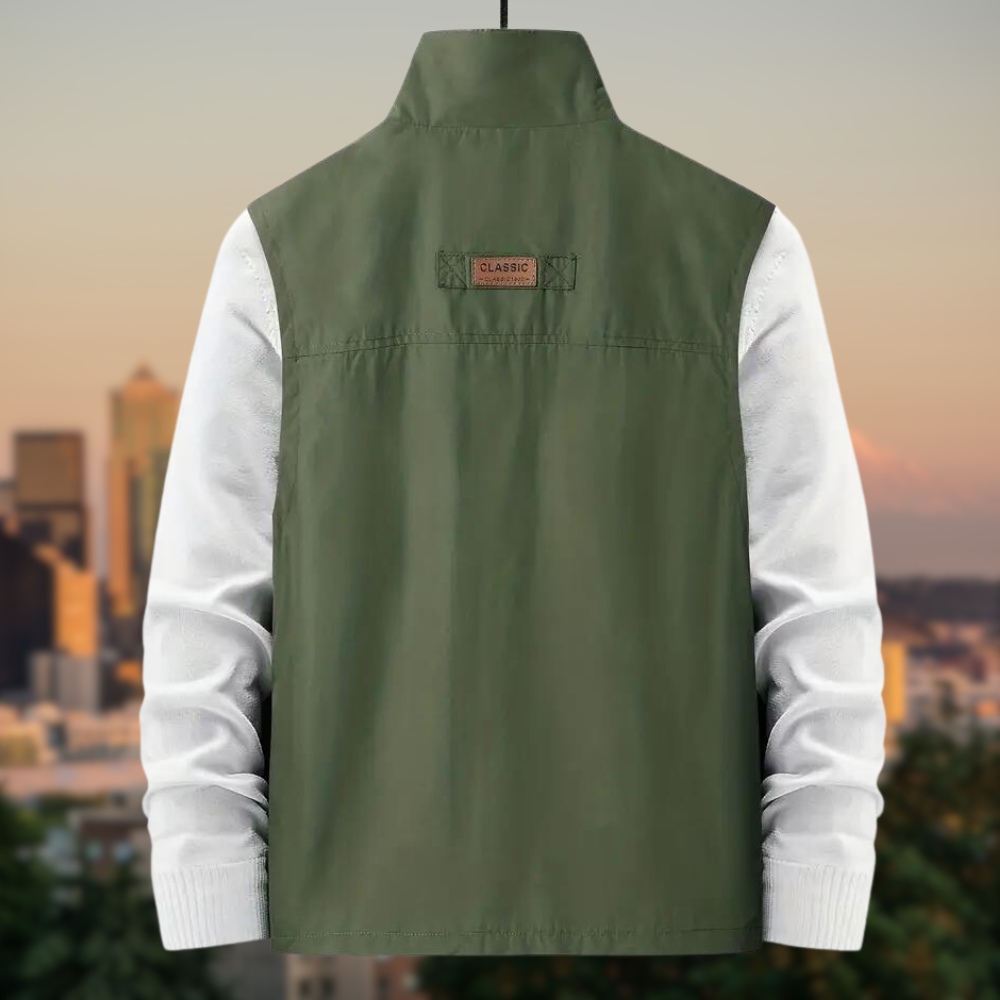 Gilet da uomo con zip multi-tasche