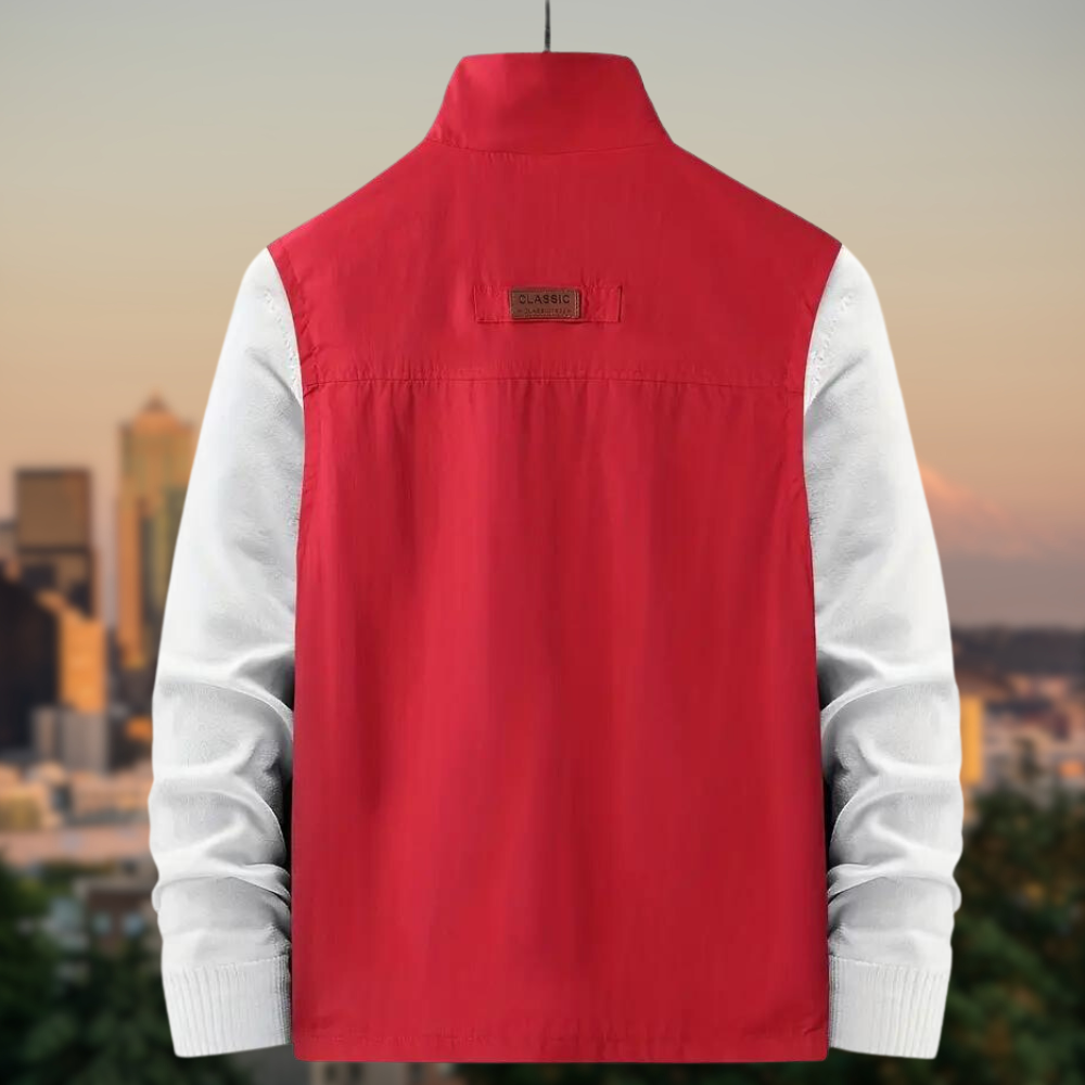 Gilet da uomo con zip multi-tasche