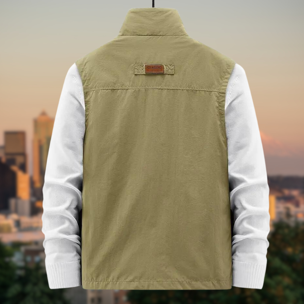 Gilet da uomo con zip multi-tasche