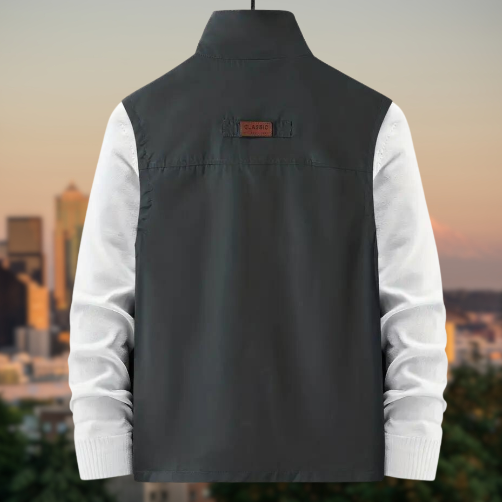 Gilet da uomo con zip multi-tasche