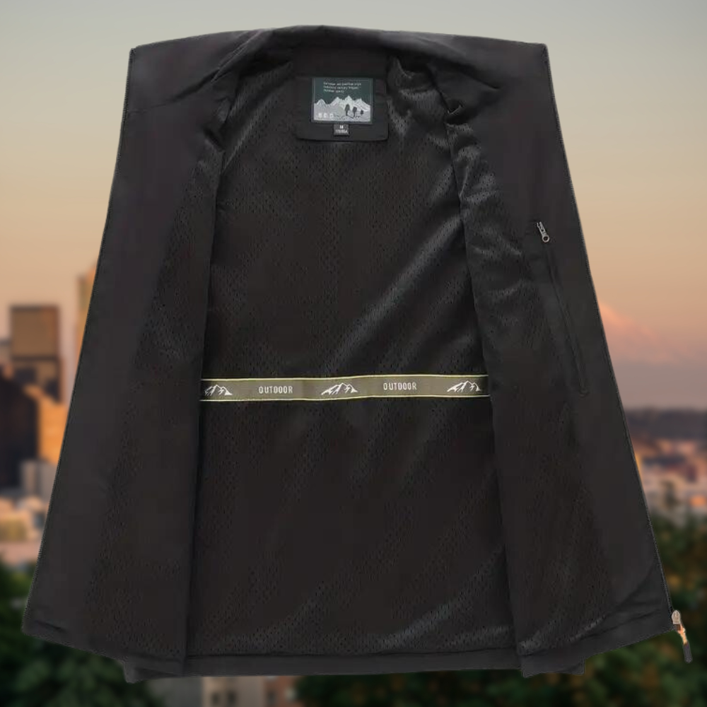 Gilet da uomo con zip multi-tasche
