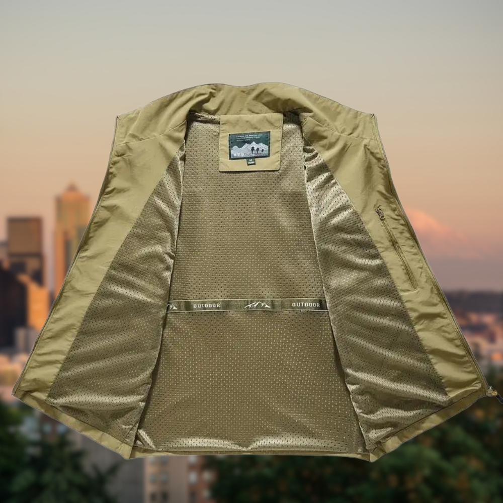 Gilet da uomo con zip multi-tasche
