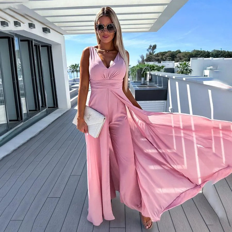 Tuta in denim da donna alla moda e comoda con vita aderente