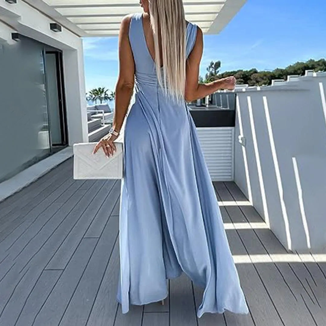 Tuta in denim da donna alla moda e comoda con vita aderente