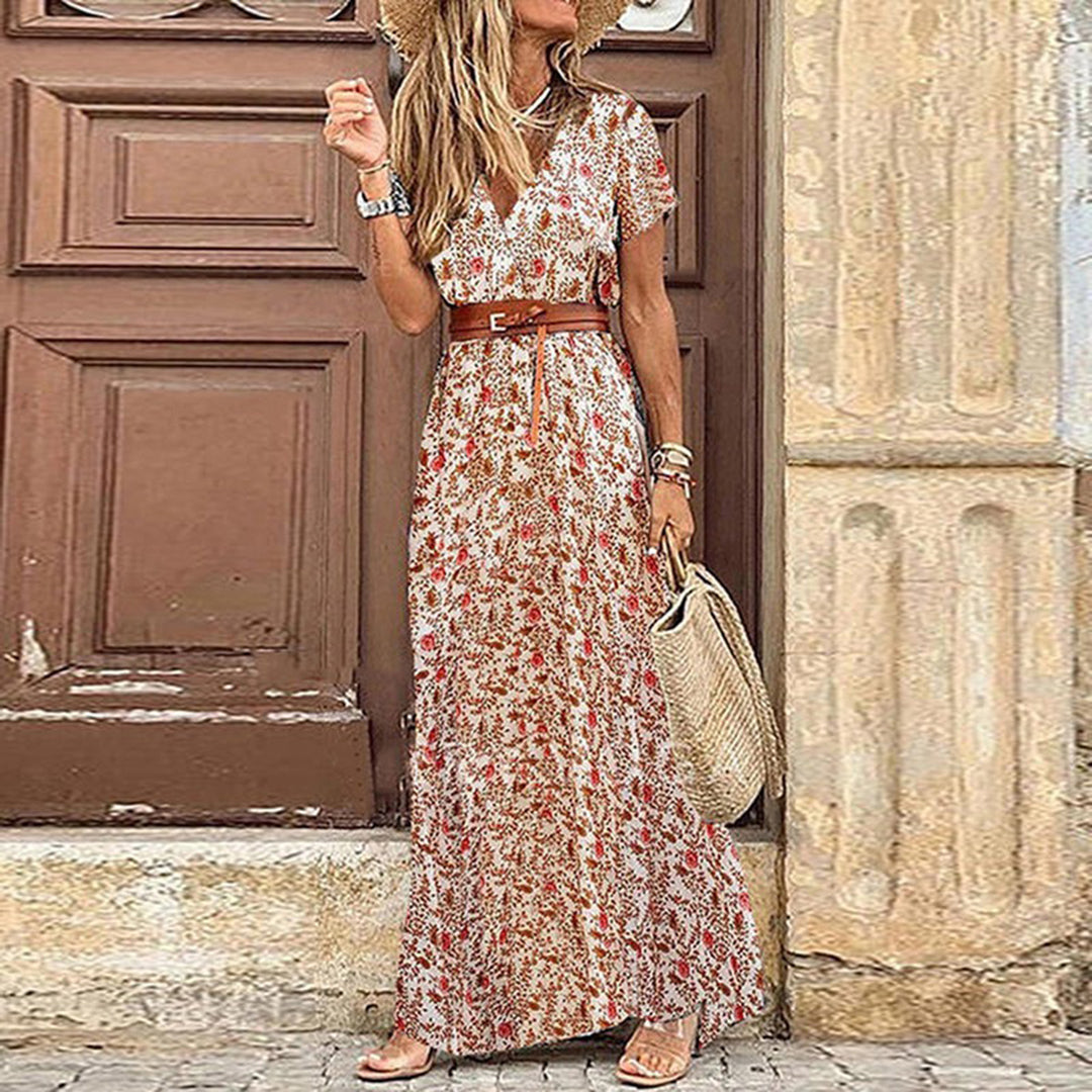 Maxi abito da donna in stile bohémien, dal design fluido e aggraziato