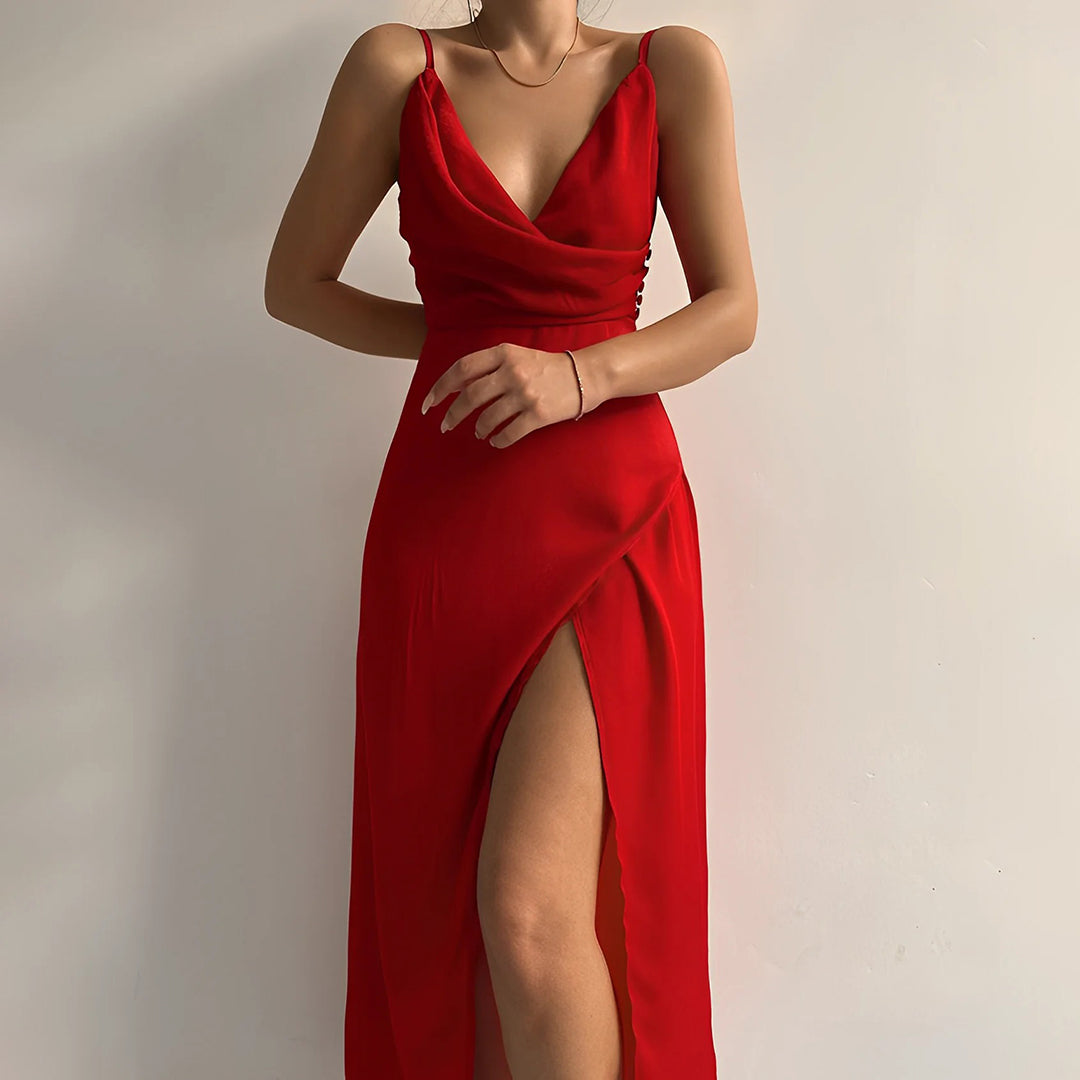 Vestito midi aderente e lusinghiero da donna con spacco
