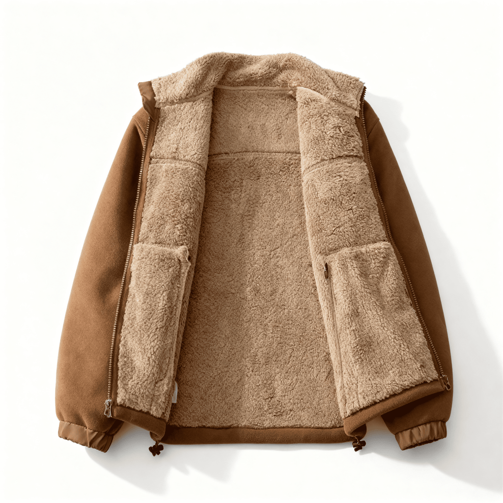 Giacca da uomo foderata in pile – Giacca spessa con collo alto e cerniera