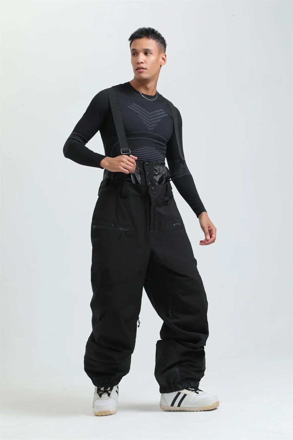 Pantaloni da sci unisex con bretelle – Pantaloni da neve impermeabili per freddo estremo (-40°C)