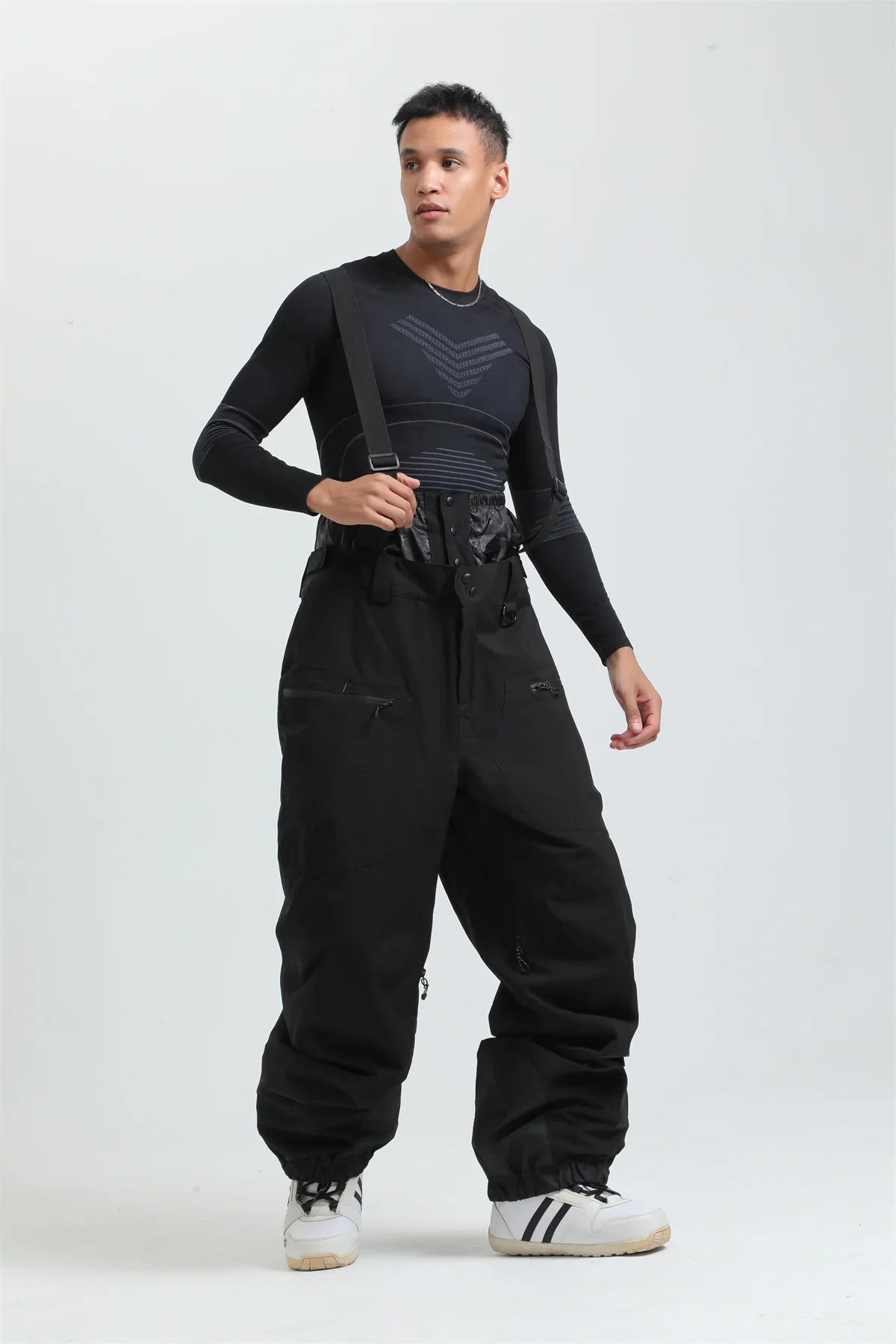 Pantaloni da sci unisex con bretelle – Pantaloni da neve impermeabili per freddo estremo (-40°C)