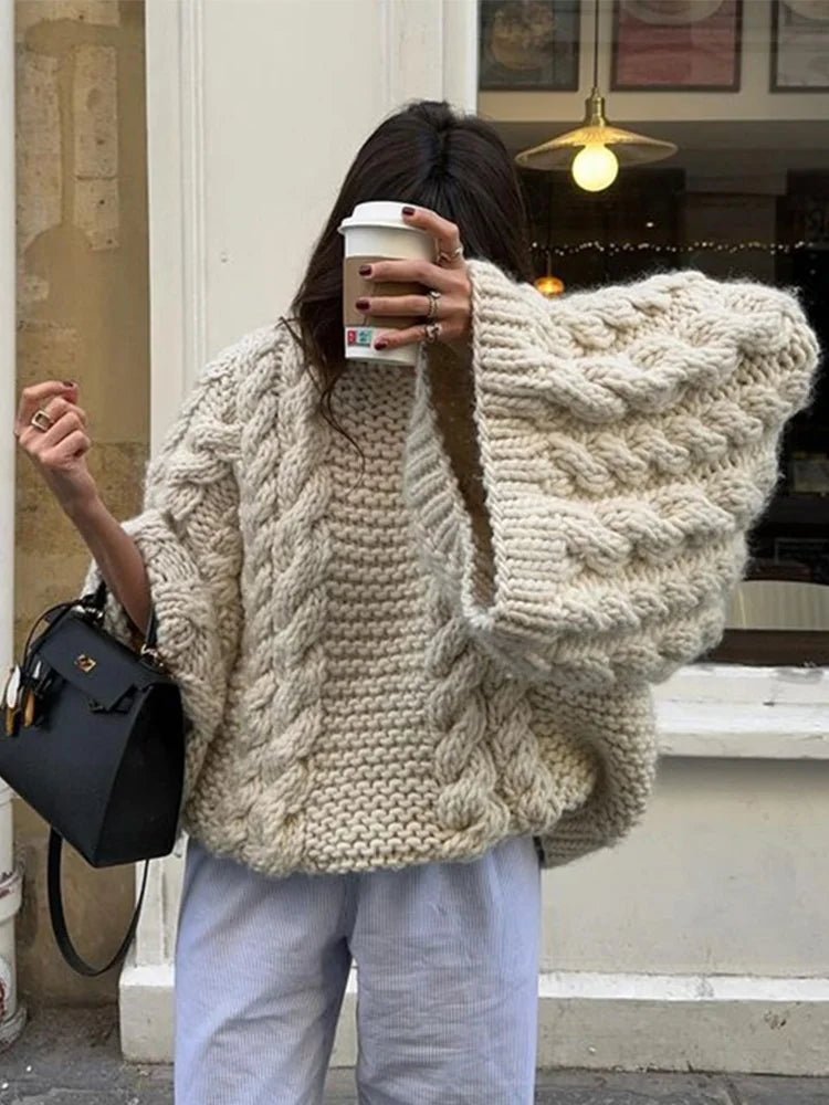 Maglione elegante e caldo per donna – Maglione lavorato a maglia spesso