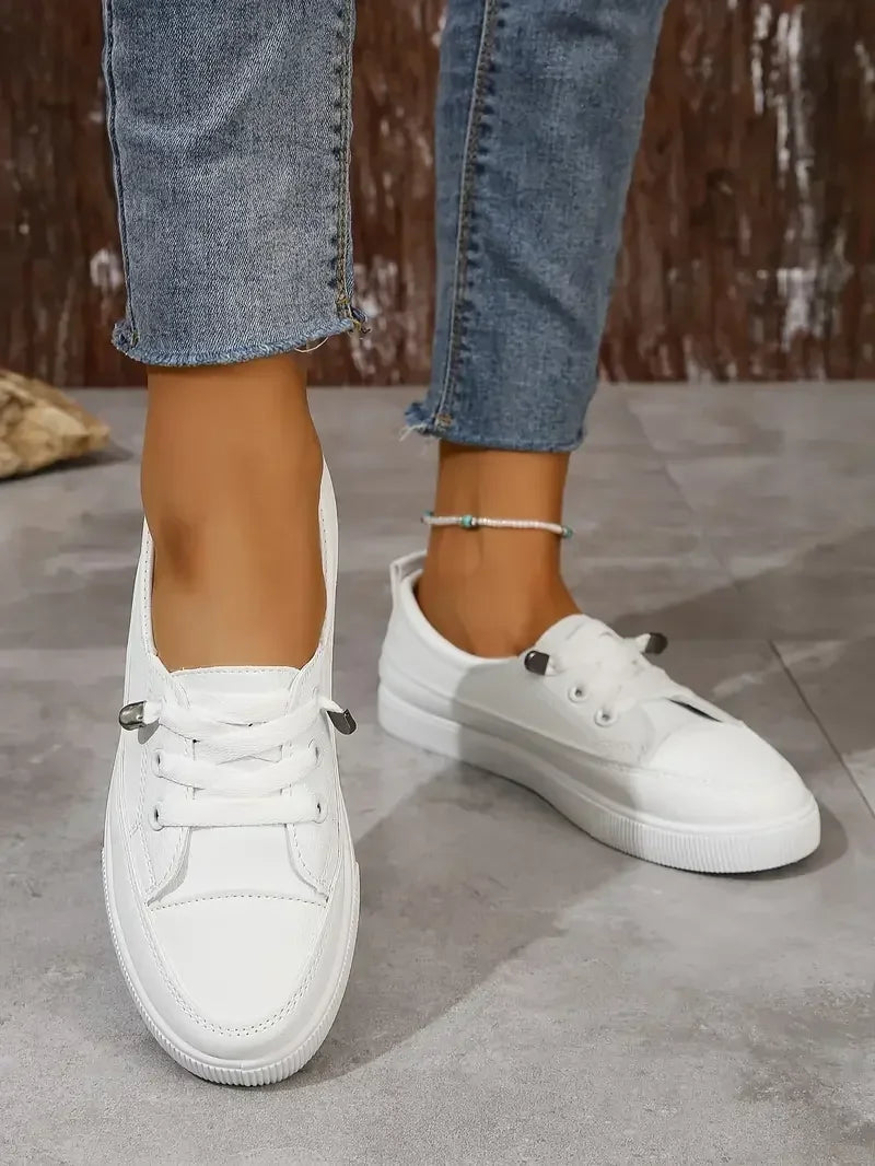 Scarpe basse casual con punta tonda e lacci da donna