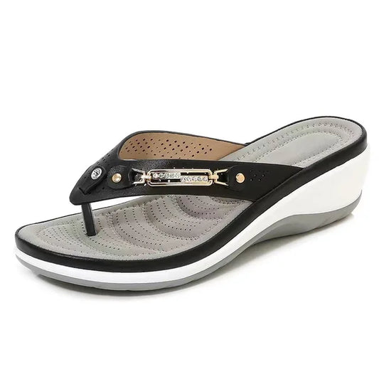 Pantofole estive ortopediche da donna con zeppa bassa – Plantare morbido imbottito, design traspirante e di supporto per comfort tutto il giorno