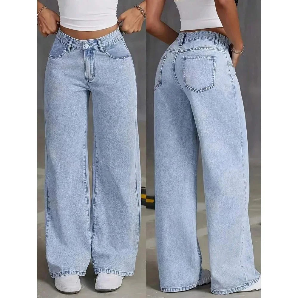 Jeans larghi a vita alta da donna | Casual