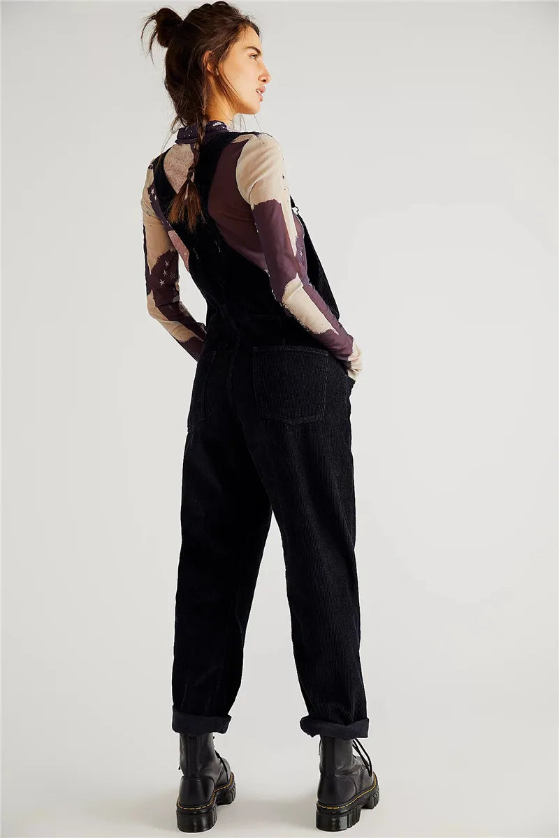 Salopette donna in velluto a coste vintage chic