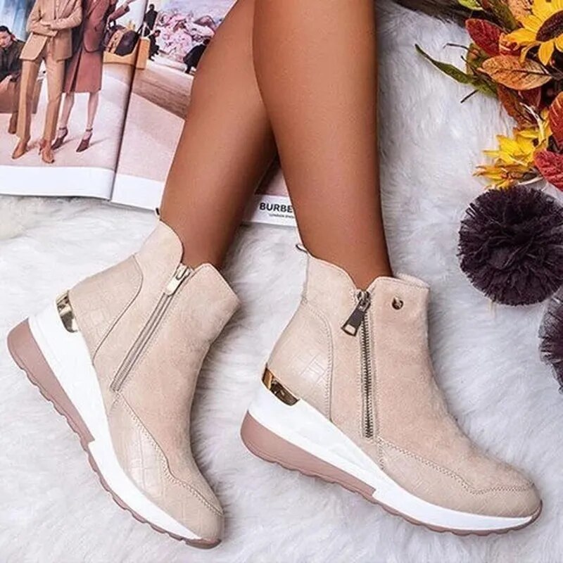 Eleganti stivali ortopedici comodi primaverili da donna - Stivaletti con plateau leggeri, supporto quotidiano e stile casual laarzen