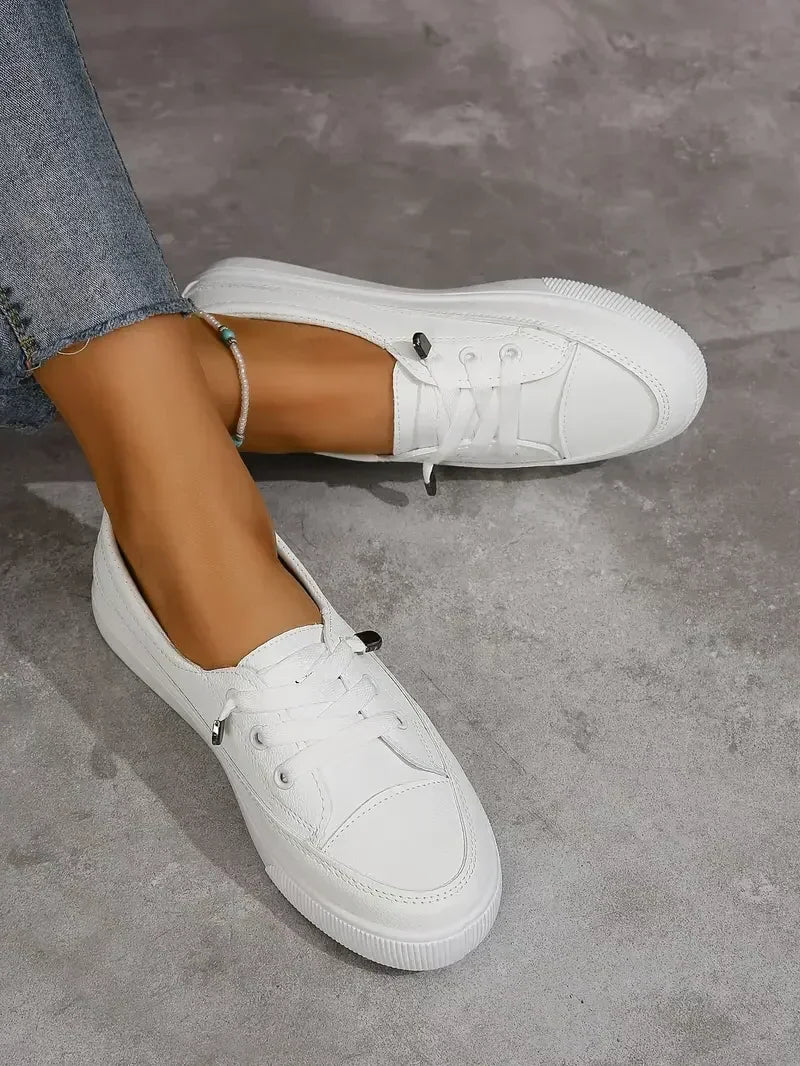 Scarpe basse casual con punta tonda e lacci da donna