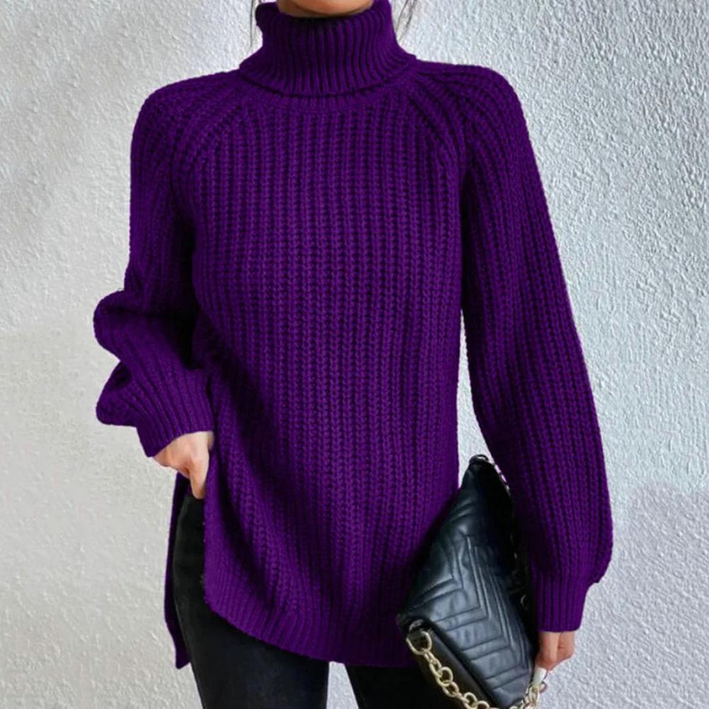 Maglione dolcevita lavorato a maglia alla moda da donna