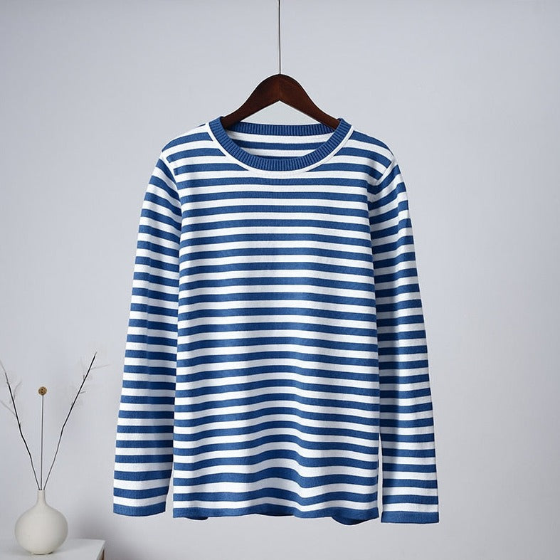 Maglione casual a righe morbide da donna - Comodo a maniche lunghe