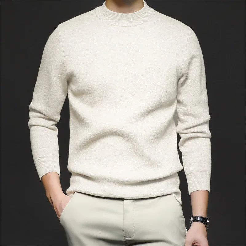 Maglione da uomo in lana premium con collo a vita media – Maglione caldo ed elegante