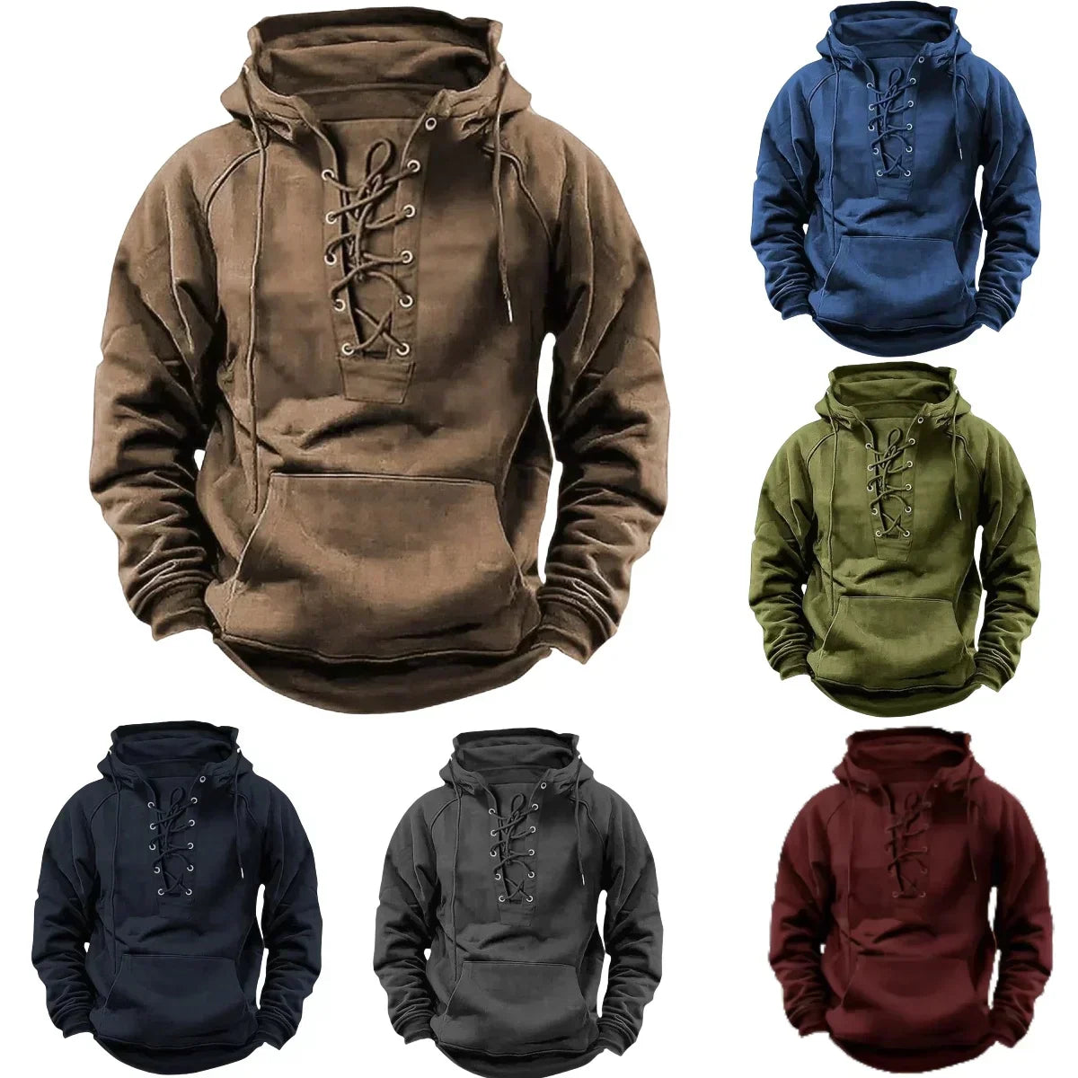 Felpa con cappuccio robusta e lacci da uomo: comfort e stile all'aria aperta