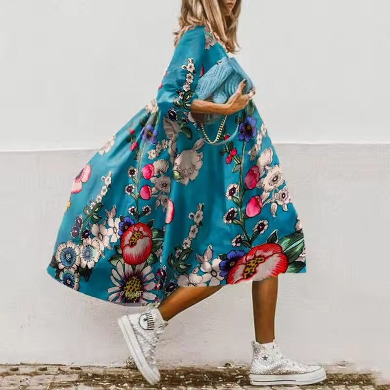 Vestito estivo da donna – maxi abito floreale casual