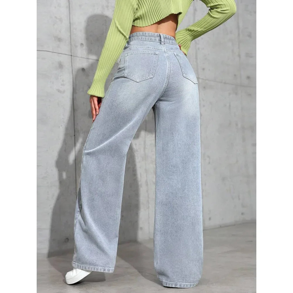 Jeans larghi a vita alta da donna | Casual