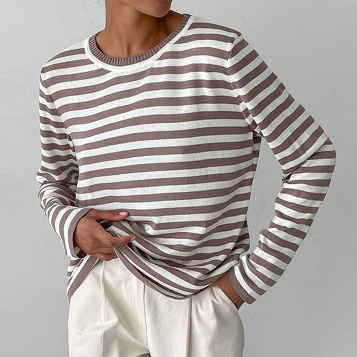 Maglione casual a righe morbide da donna - Comodo a maniche lunghe