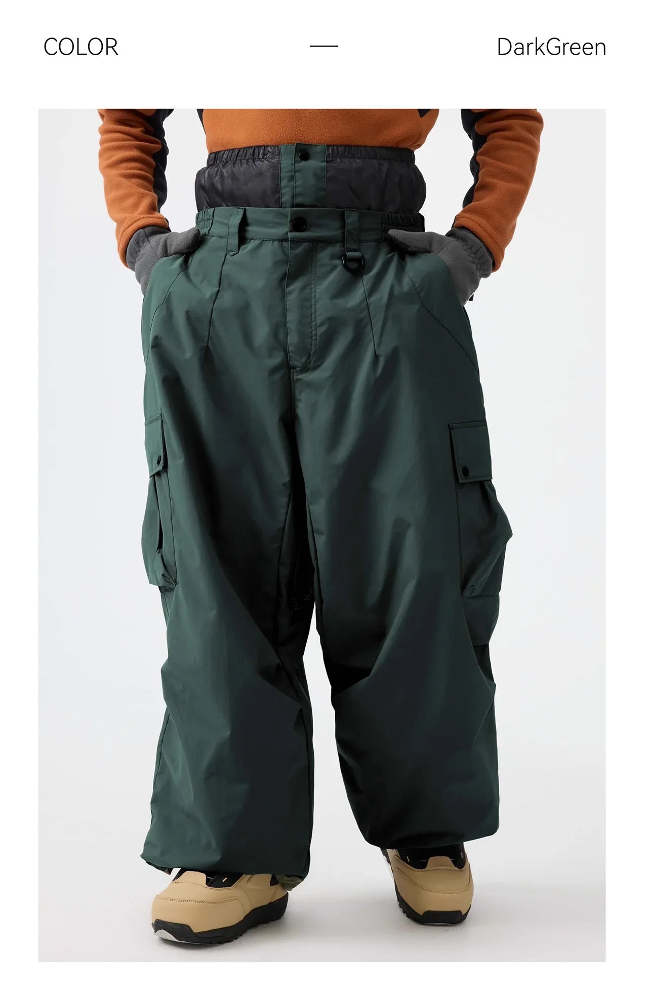 Pantaloni da sci unisex larghi – Pantaloni da snowboard traspiranti con cerniera e isolamento