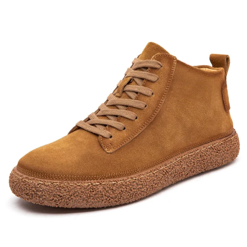 Scarpe uomo casual in pelle scamosciata – sneaker alta con suola robusta