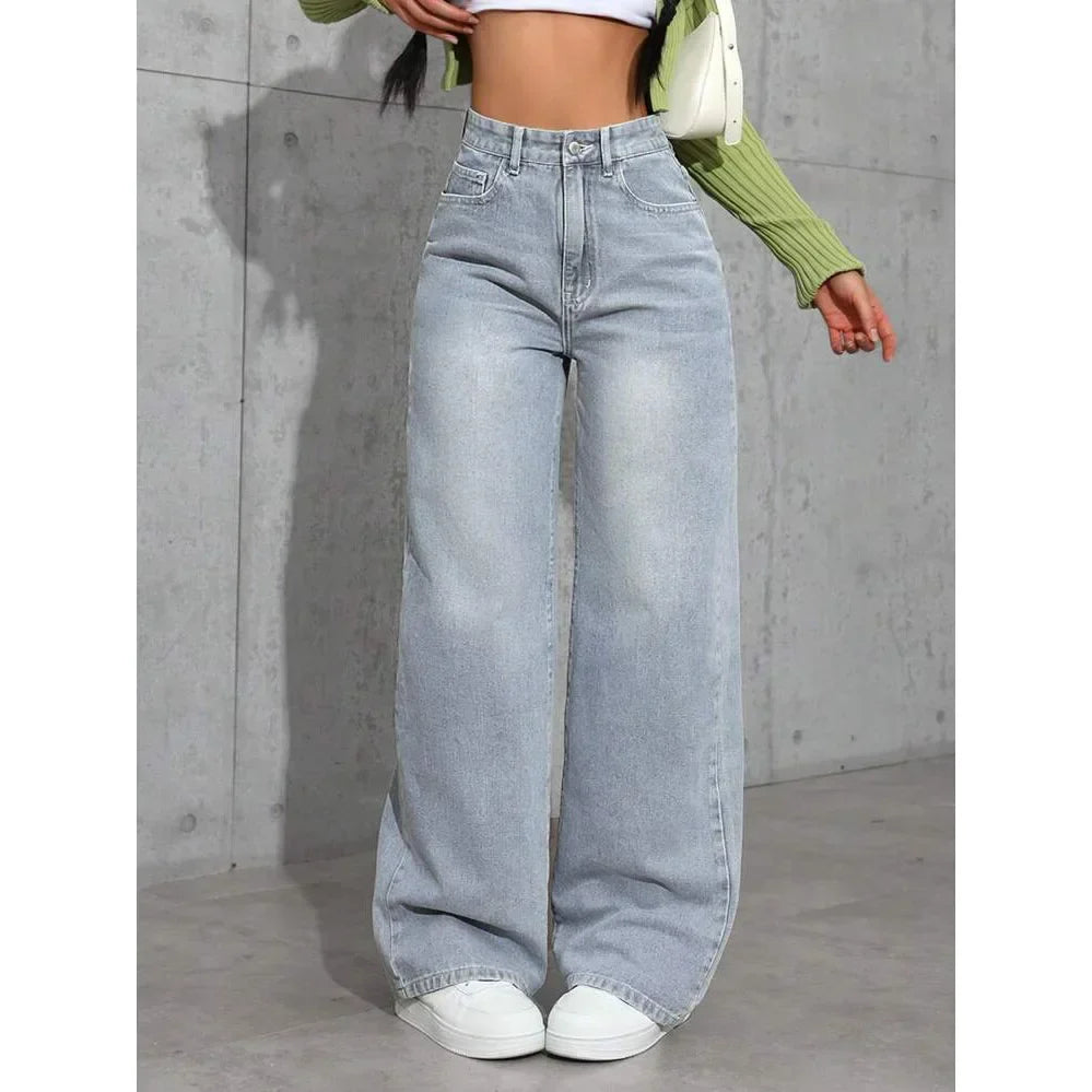 Jeans larghi a vita alta da donna | Casual