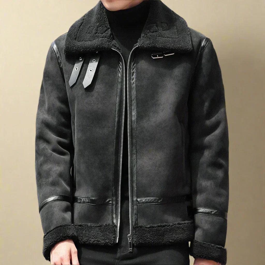Cappotto invernale da uomo in pelle scamosciata di alta qualità cintura - Cappotto caldo ed