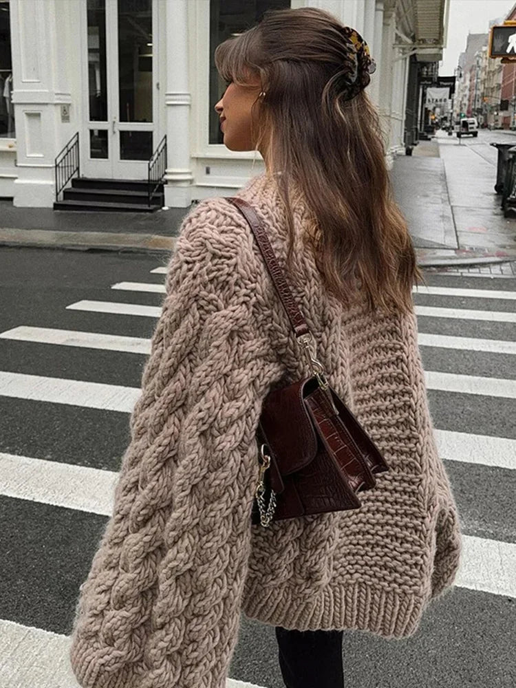 Maglione elegante e caldo per donna – Maglione lavorato a maglia spesso