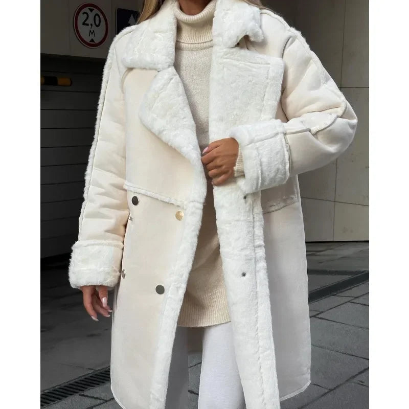 Cappotto lungo in pelliccia sintetica spessa da donna - Comfort lussuoso per l'inverno