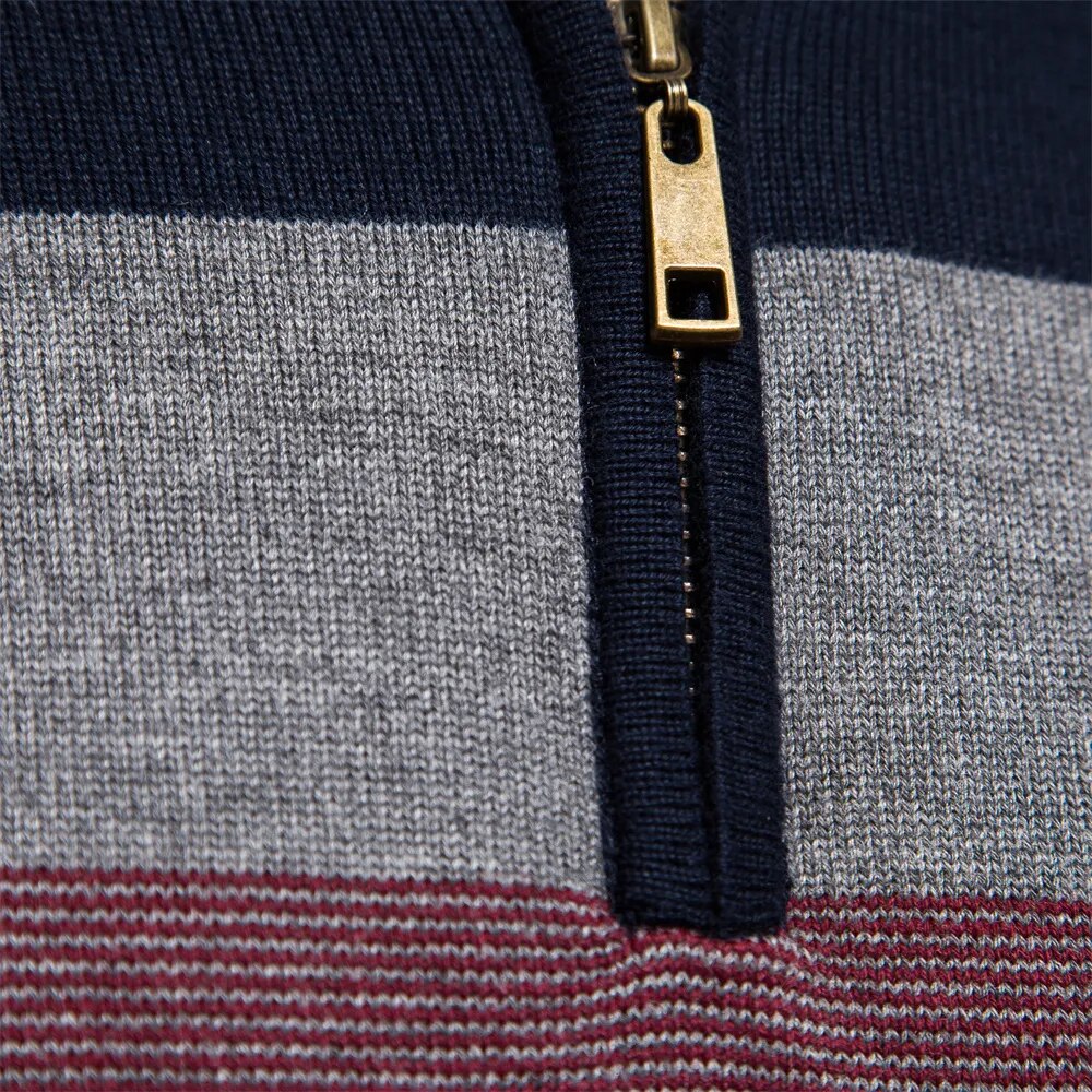Maglione a righe con cerniera da uomo: stile senza tempo e comfort moderno