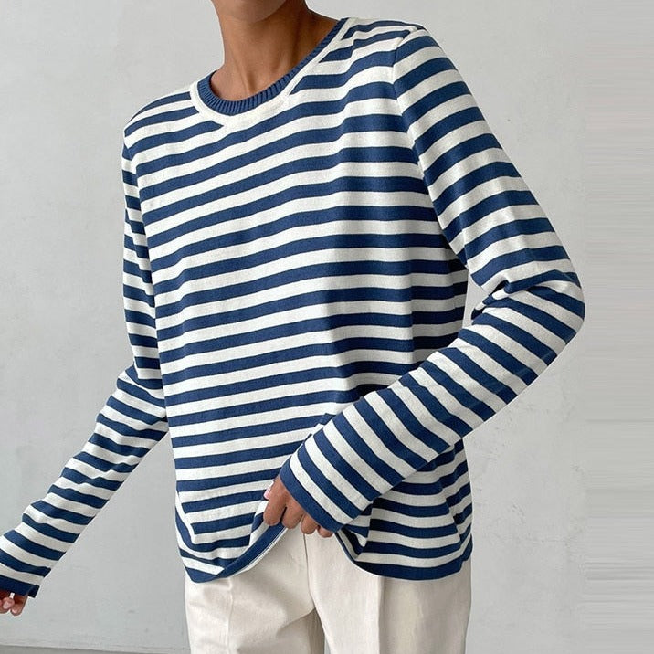 Maglione casual a righe morbide da donna - Comodo a maniche lunghe
