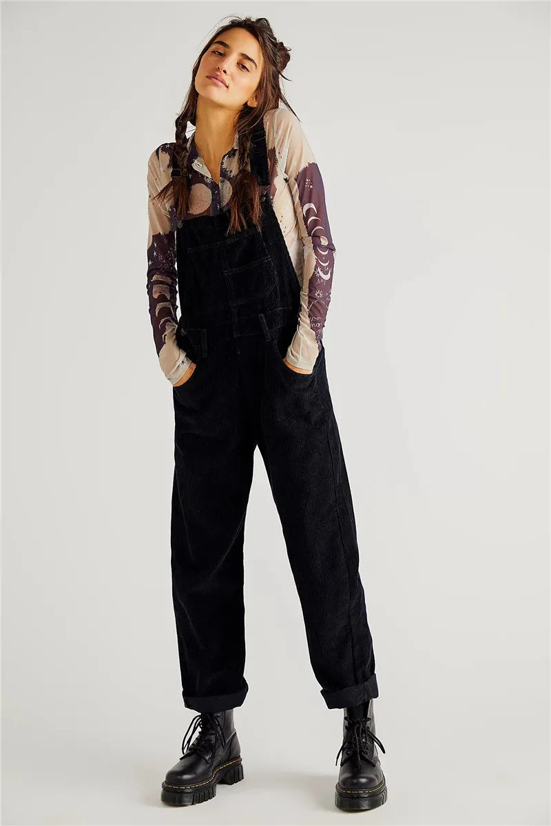 Salopette donna in velluto a coste vintage chic