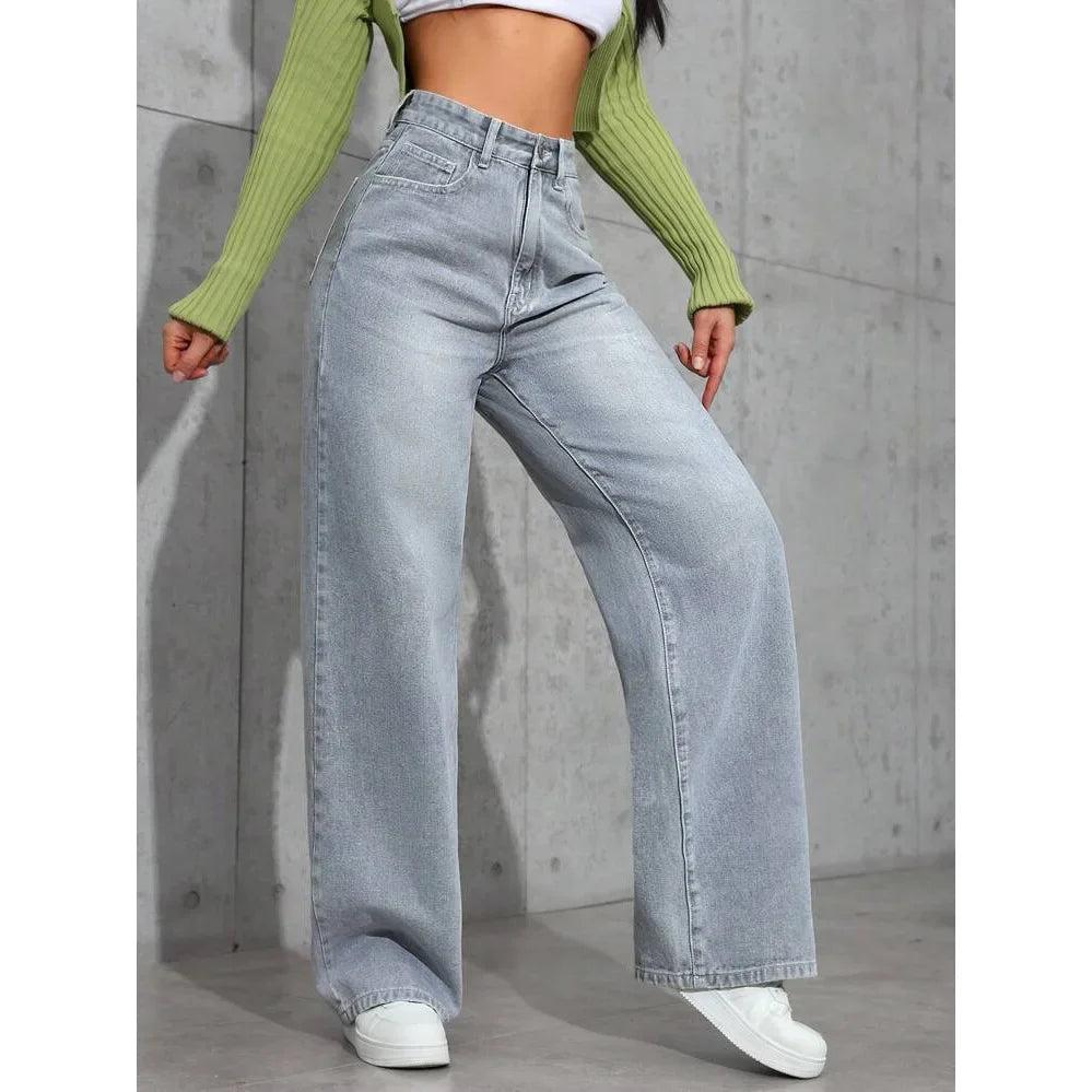 Jeans larghi a vita alta da donna | Casual